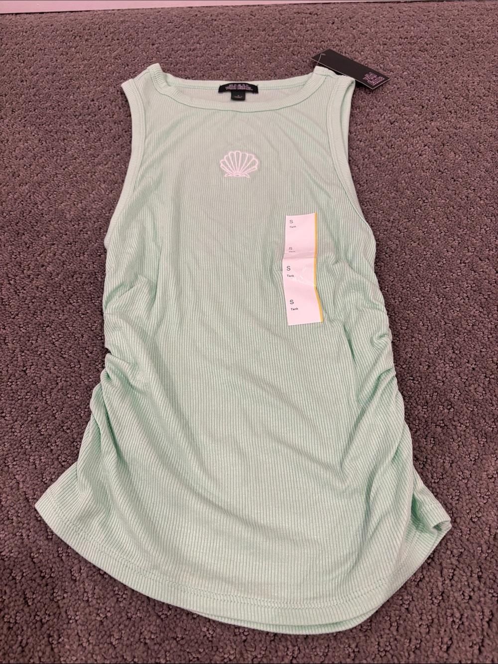 wild fable Mint Ribbed Shell-Embroidered Tank Top NWT